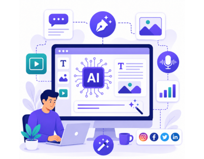 AI content creation services for blogs, social media, email marketing and digital campaigns
